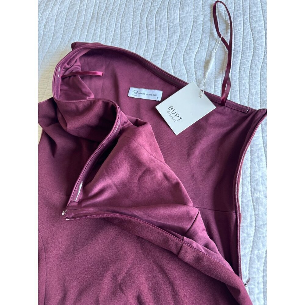 BUPT Maxi Bodycon One-Shoulder Burgundy Formal Dress SZ S NEW - Picture 6 of 8